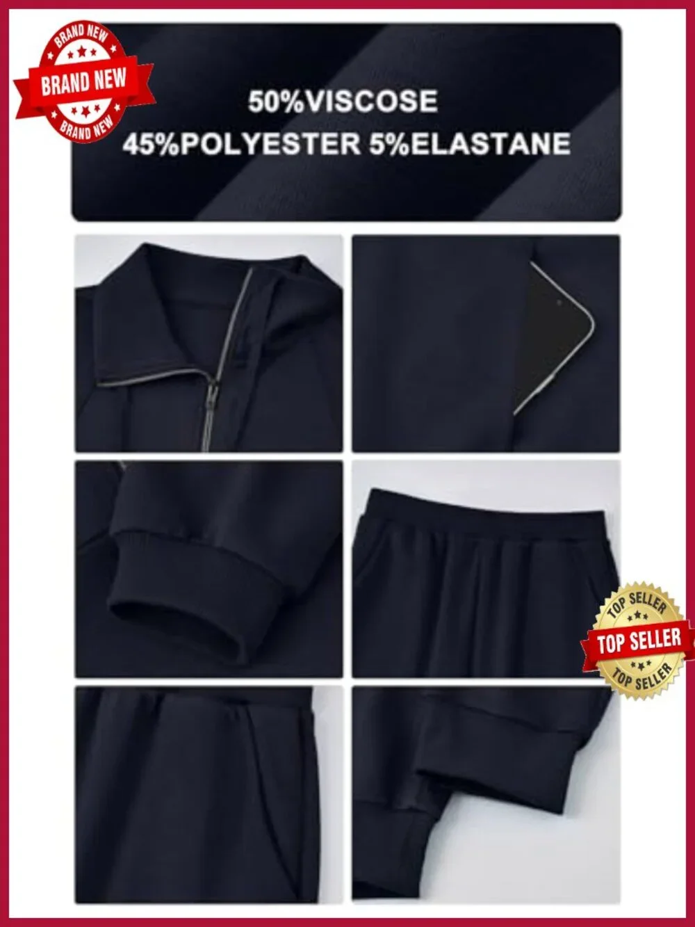 Women's 2 Piece Lounge Set Half Zip Oversized Sweatshirt & Jogger Sweatpants